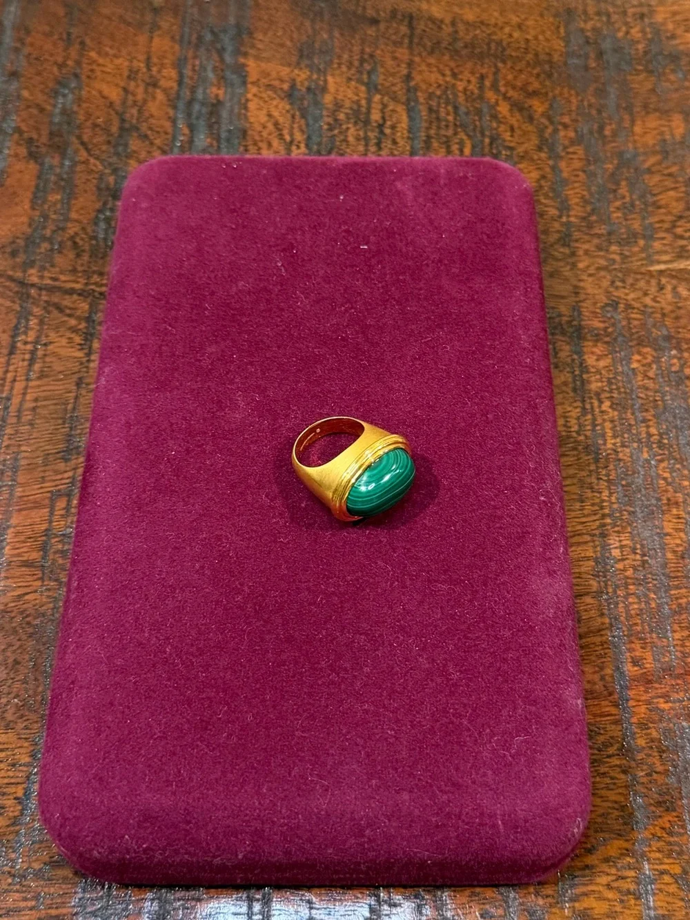 Dean Davidson 22K Gold Plate, Malachite Forme Gemstone Statement Ring